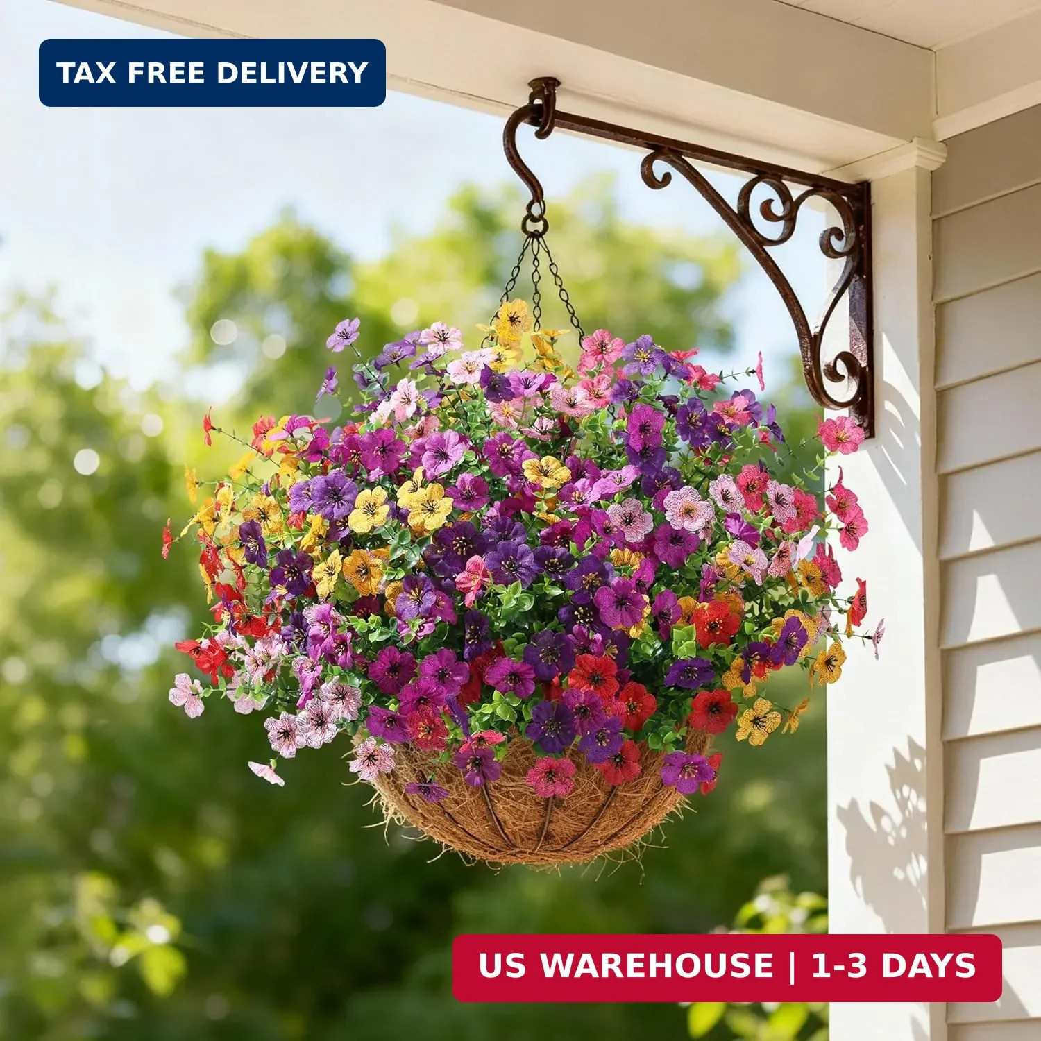 Ivydale Artificial Flowers for Outdoor 24 Bundles Fake Mums with Eucalyptus Leav