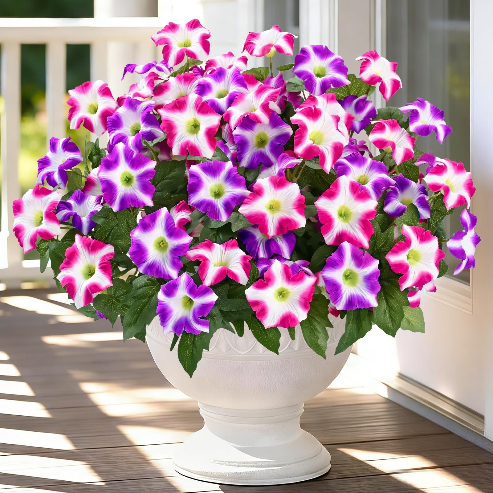 Artificial Flowers for Outdoors, 4 Bundles Realistic Fake Outdoor Flowers, UV…