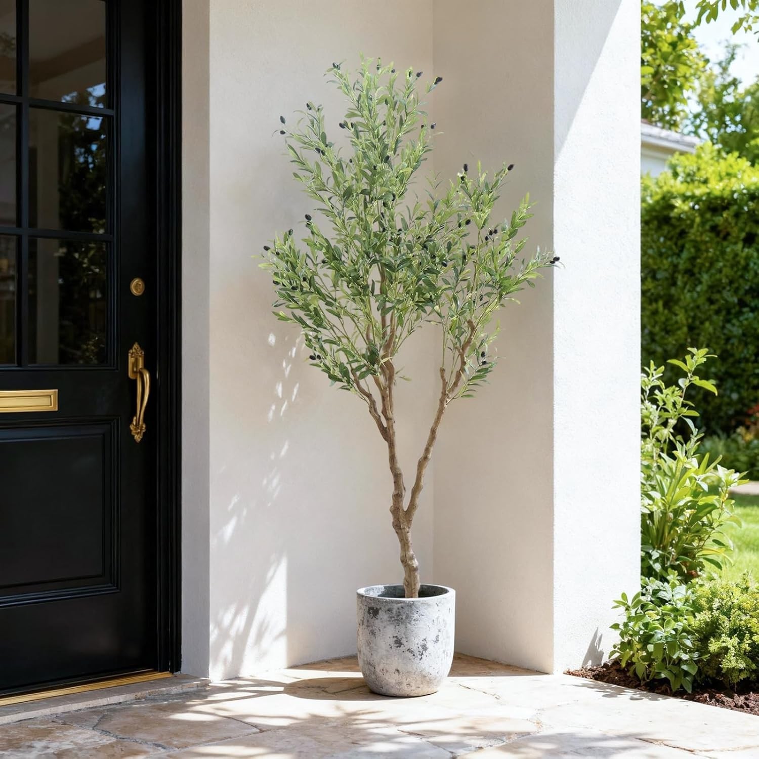 Artificial Olive Tree 5/6/7FT Tall Fake Plants with White Pot for Home Office