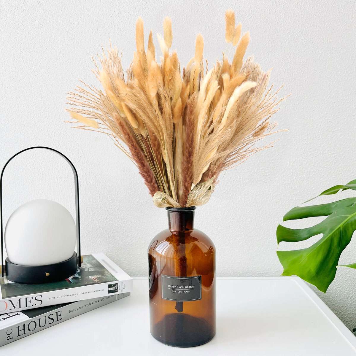 100PC Natural Dried Pampas Grass Boho Home Decor Bouquet Phragmites Dried Flower