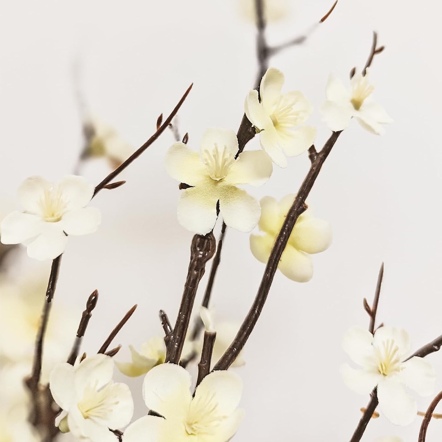 Lifelike White Cherry Blossoms – 4 Pcs 39 Inch Fake Flowers for Home and Events