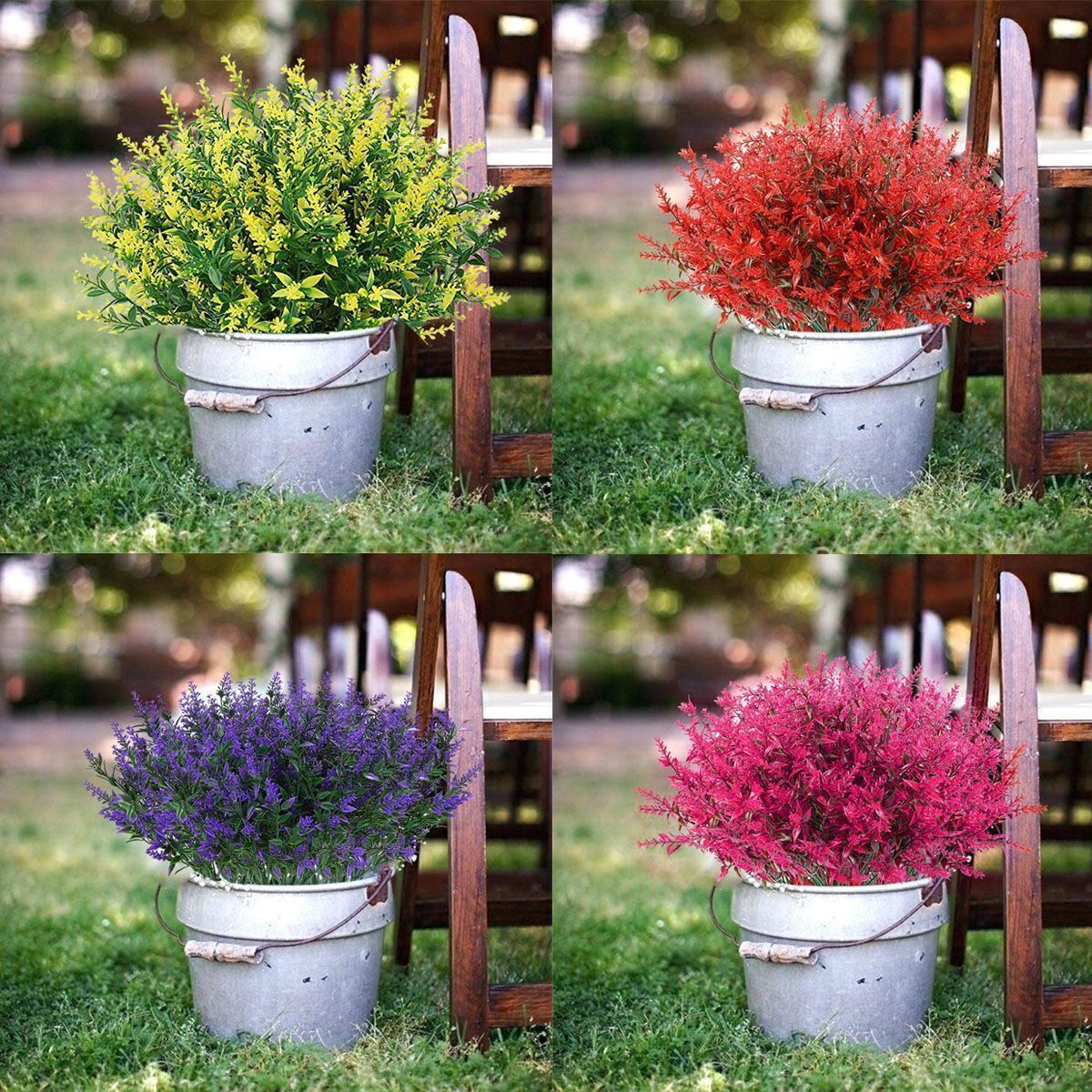 32 Bundles Outdoor Artificial Lavender Fake Flowers UV Resistant Shrubs Plants