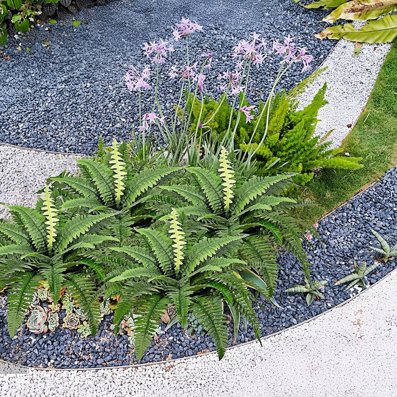 Artificial Boston Ferns Bush Plants Large, Set of 3 Large Artificial Ferns fo…