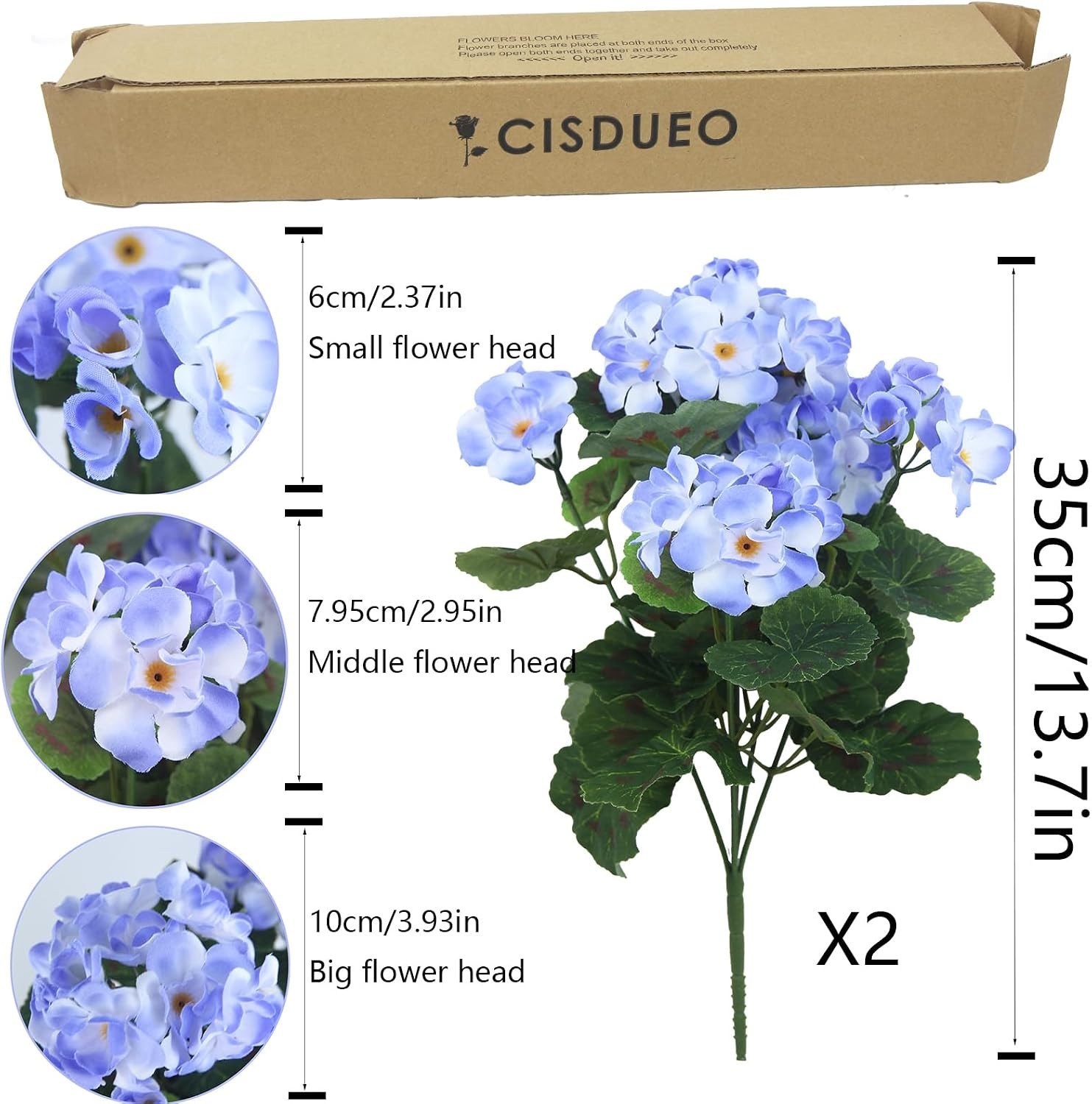 Vibrant 2 Pcs Faux Light Purple Geranium Flowers for Weddings & Centerpieces
