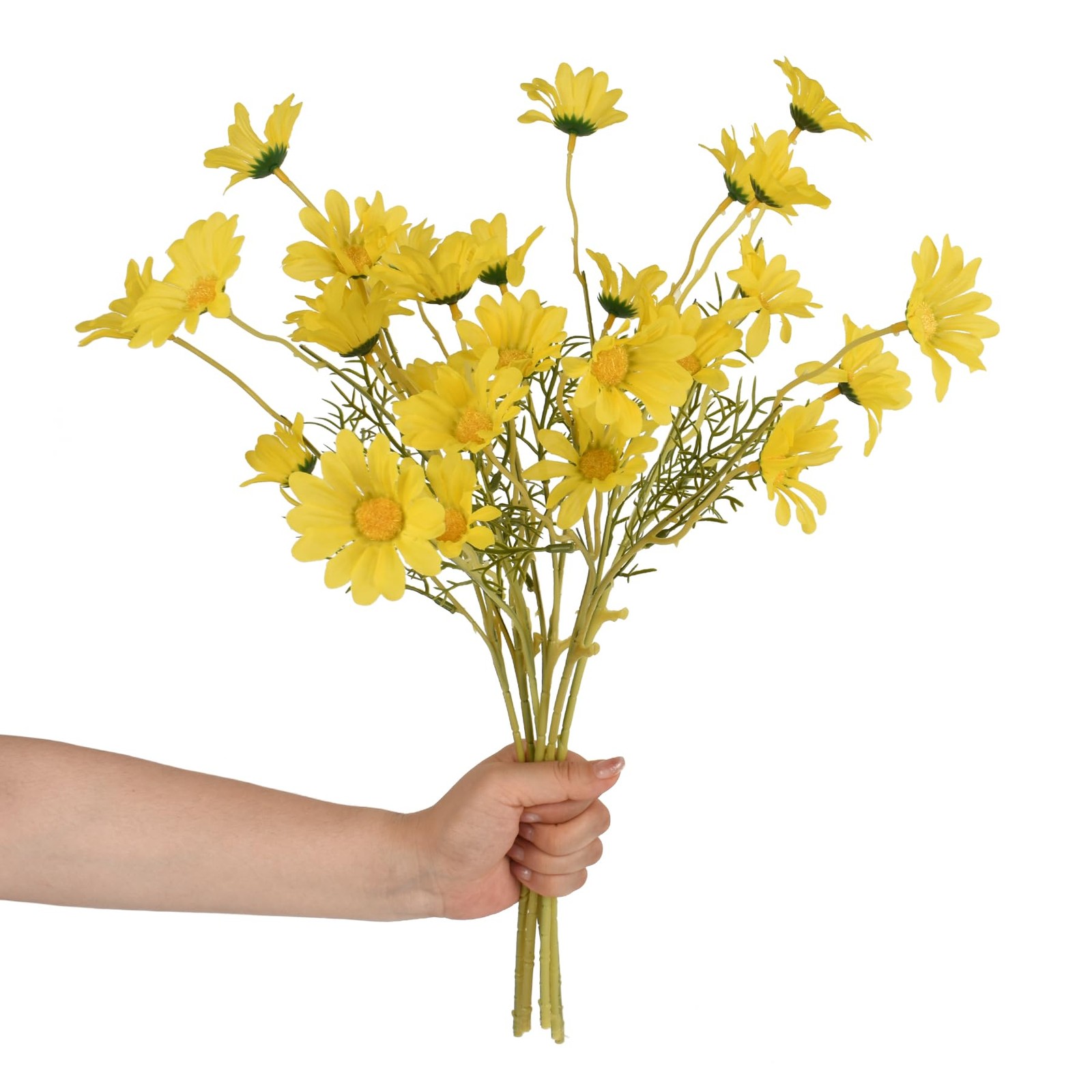 6PCS Artificial Daisy Flowers 21” Fake Daisy Flowers with Leaves Stems for Ho…