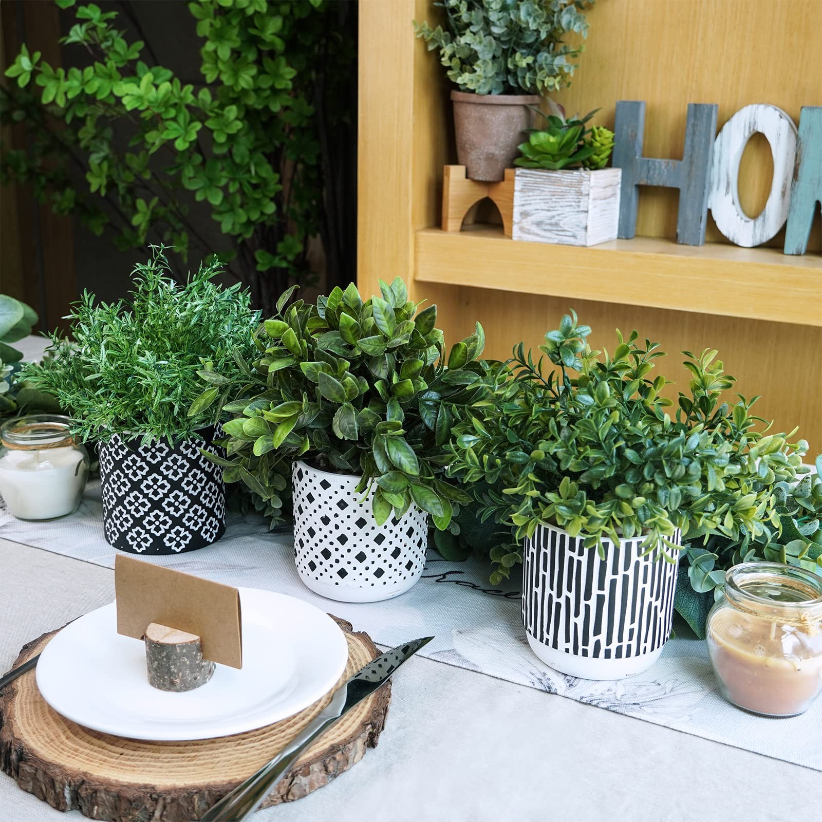 Artificial Plants 3 Pack Potted Faux Greenery Home Decor Set