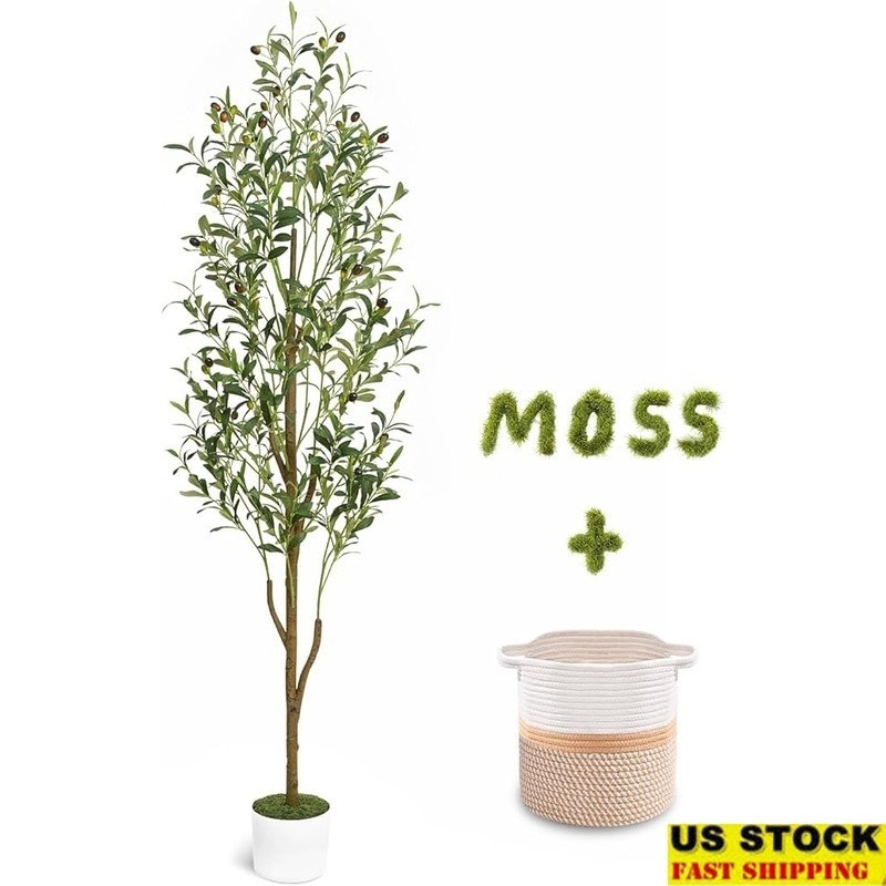 Elegant Artificial Olive Tree in Soft Cotton Basket Home Decor Gift Ideal New