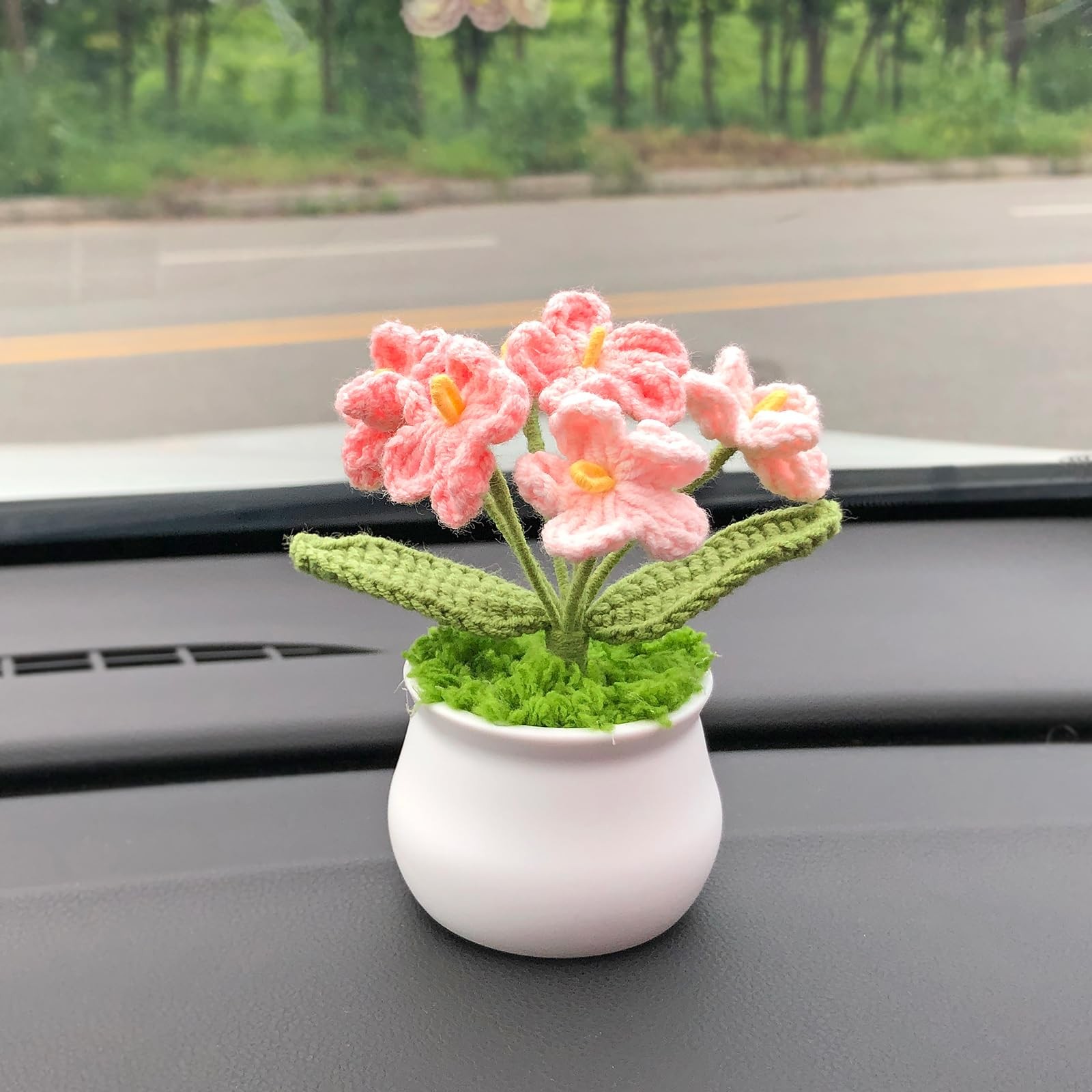 Pink Gradient Myosotis Crochet Flower Cute Mom Valentine Teacher Desk Decor