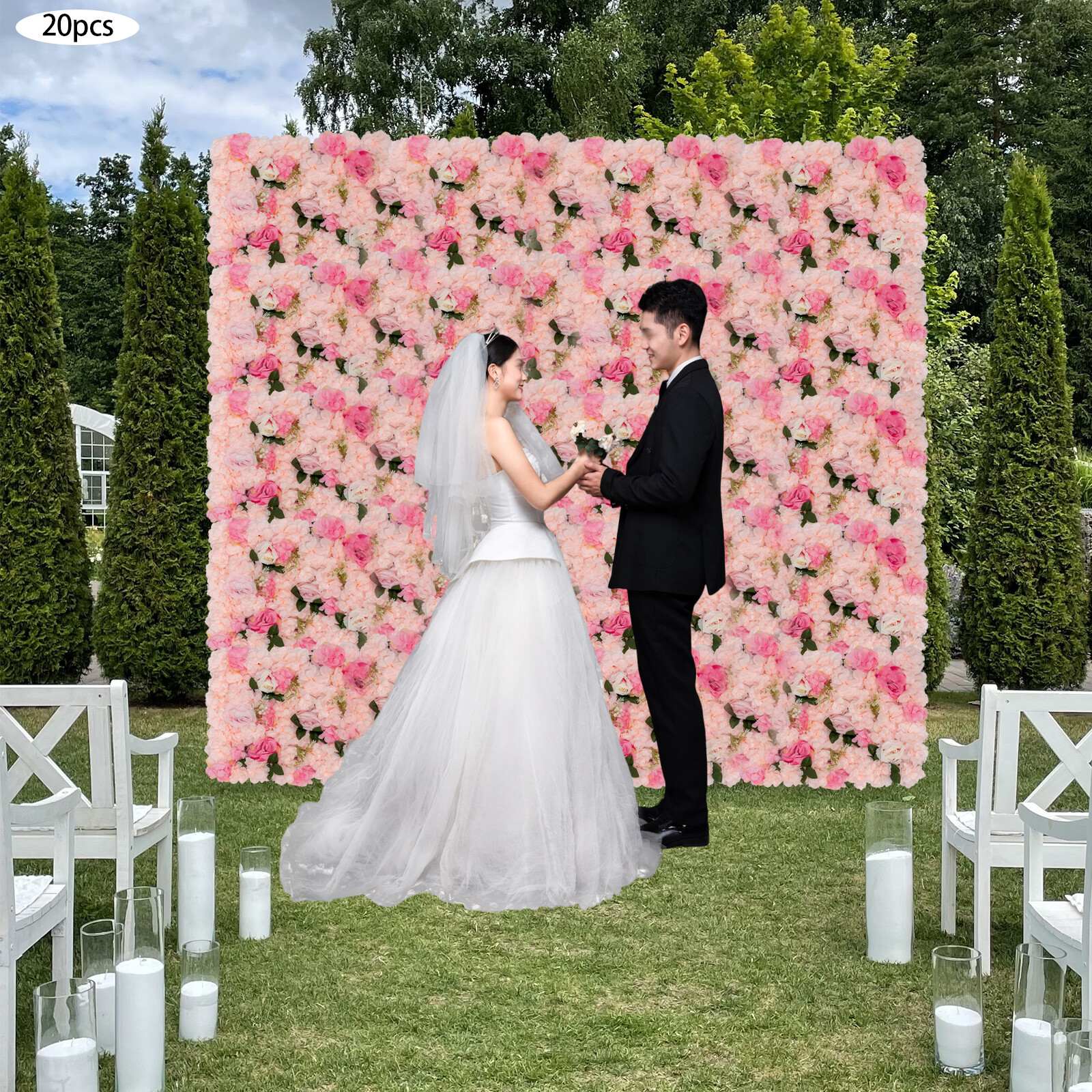 Artificial Rose Hydrangea Flower Wall Panels Wedding Backdrop 60 x40cm 12PCS
