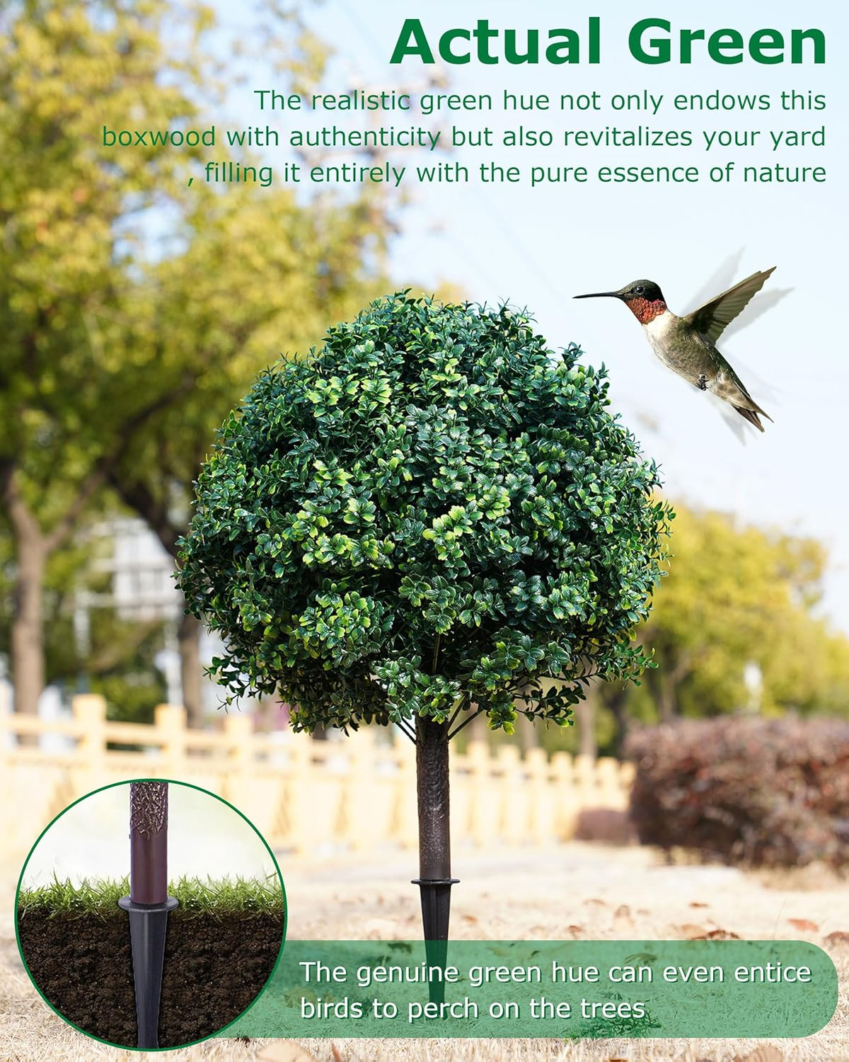 27.6″ UV Resistant Boxwood Topiary – 2 Pack Outdoor Faux Greenery Bushes