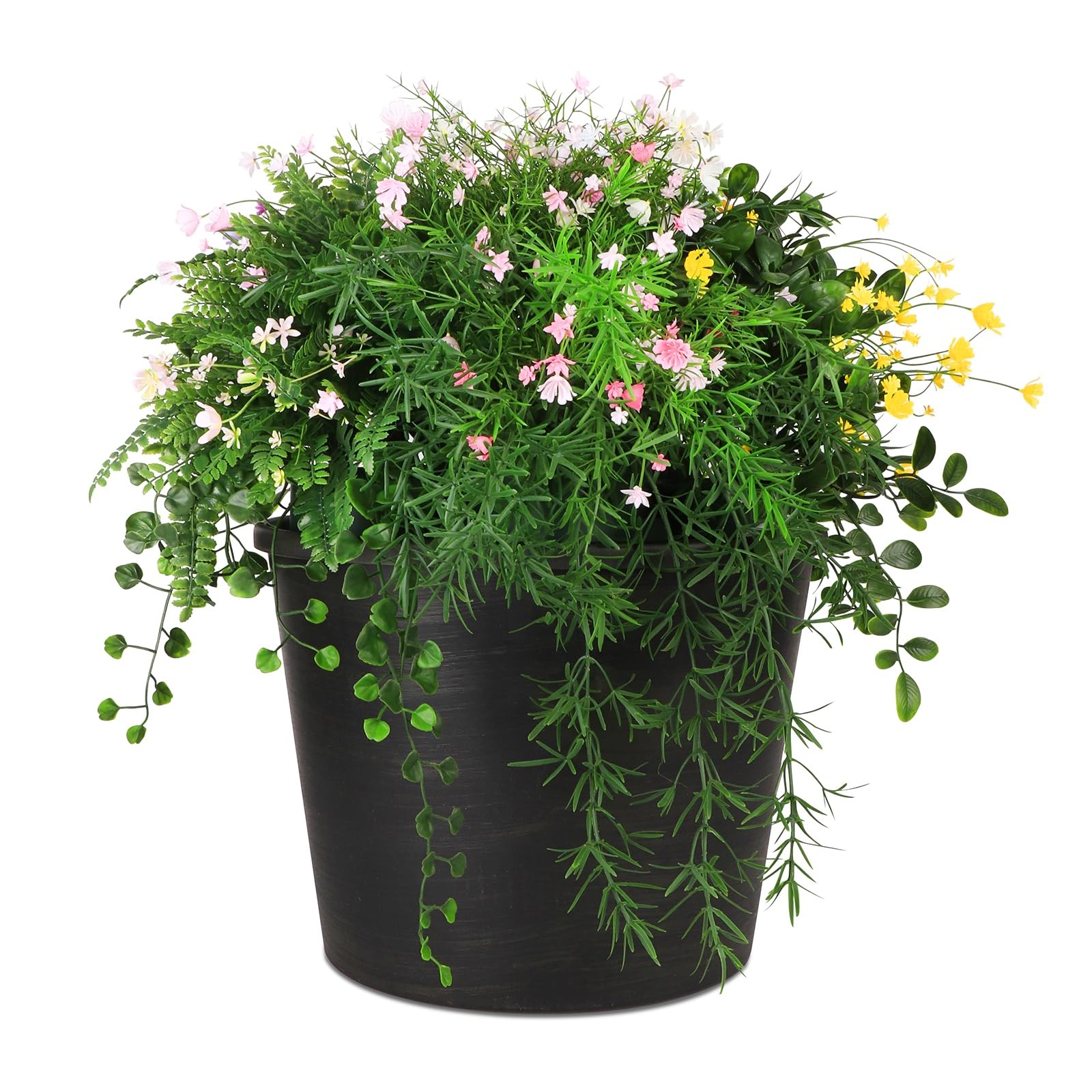 5 in 1 Artificial Plants & Flowers, Potted Fake BabyBreath Grass Plant for Home
