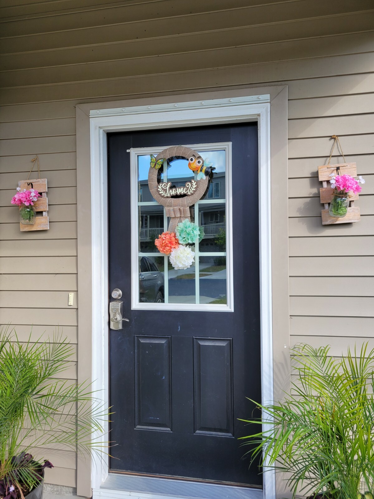 Golden HOME coral 3D BUTTERFLY wreat WHITE TEAL Hydrangeas HAPPY BEE burlap Door