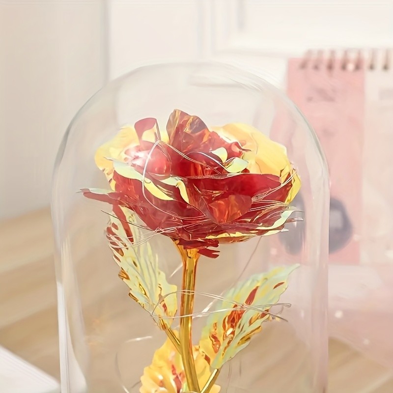 Valentine’s Day Gift for Girlfriend, Eternal Rose LED Foil Flower On Glass Cover