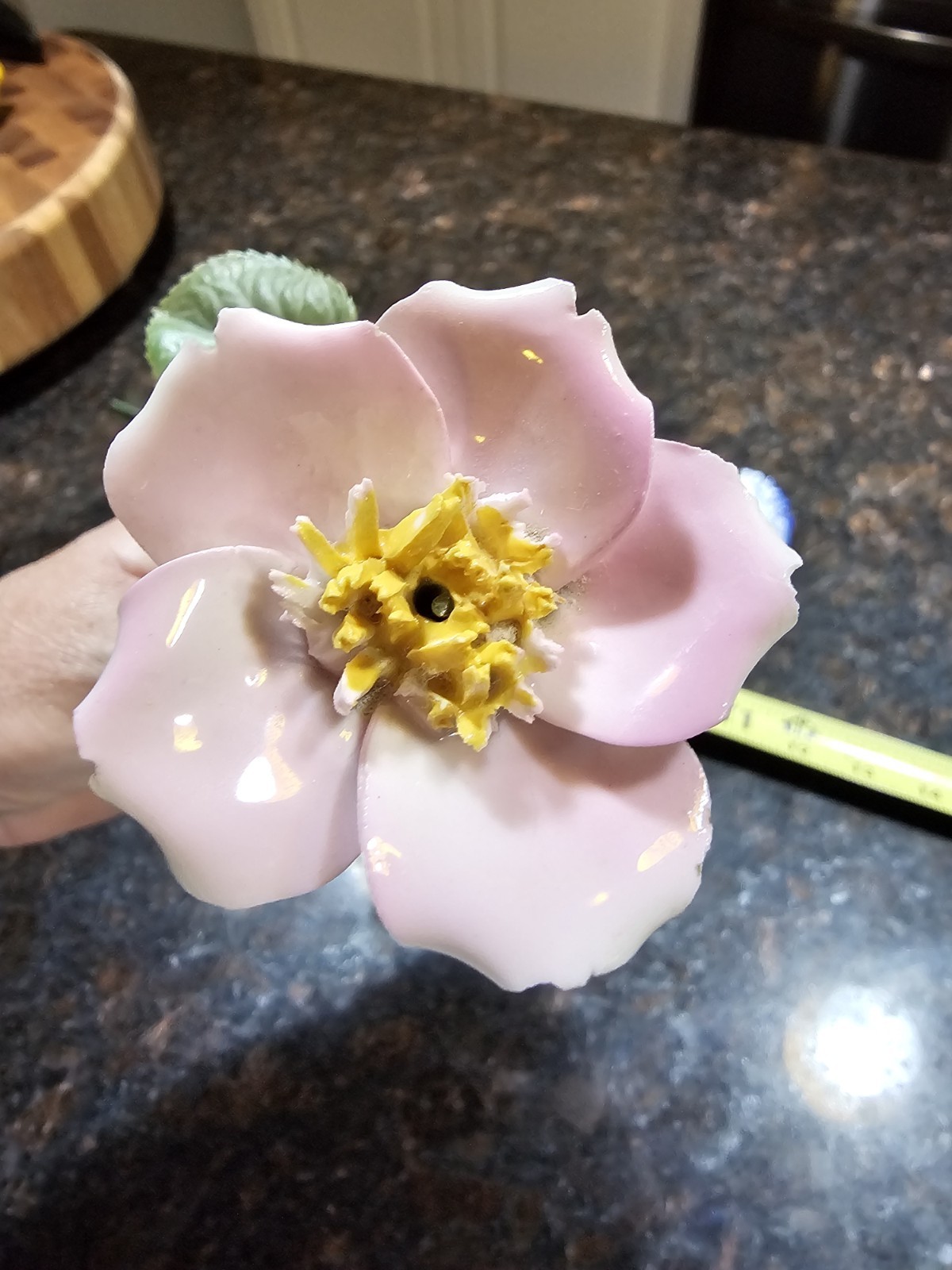 Vintage Porcelain Rose & Carnation with Plastic Wire Stem Lot Of 2 Flowers