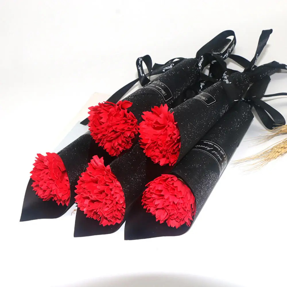 Single Soap Rose Artificial Bouquet with Plastic Packaging Scented Soap Flower f