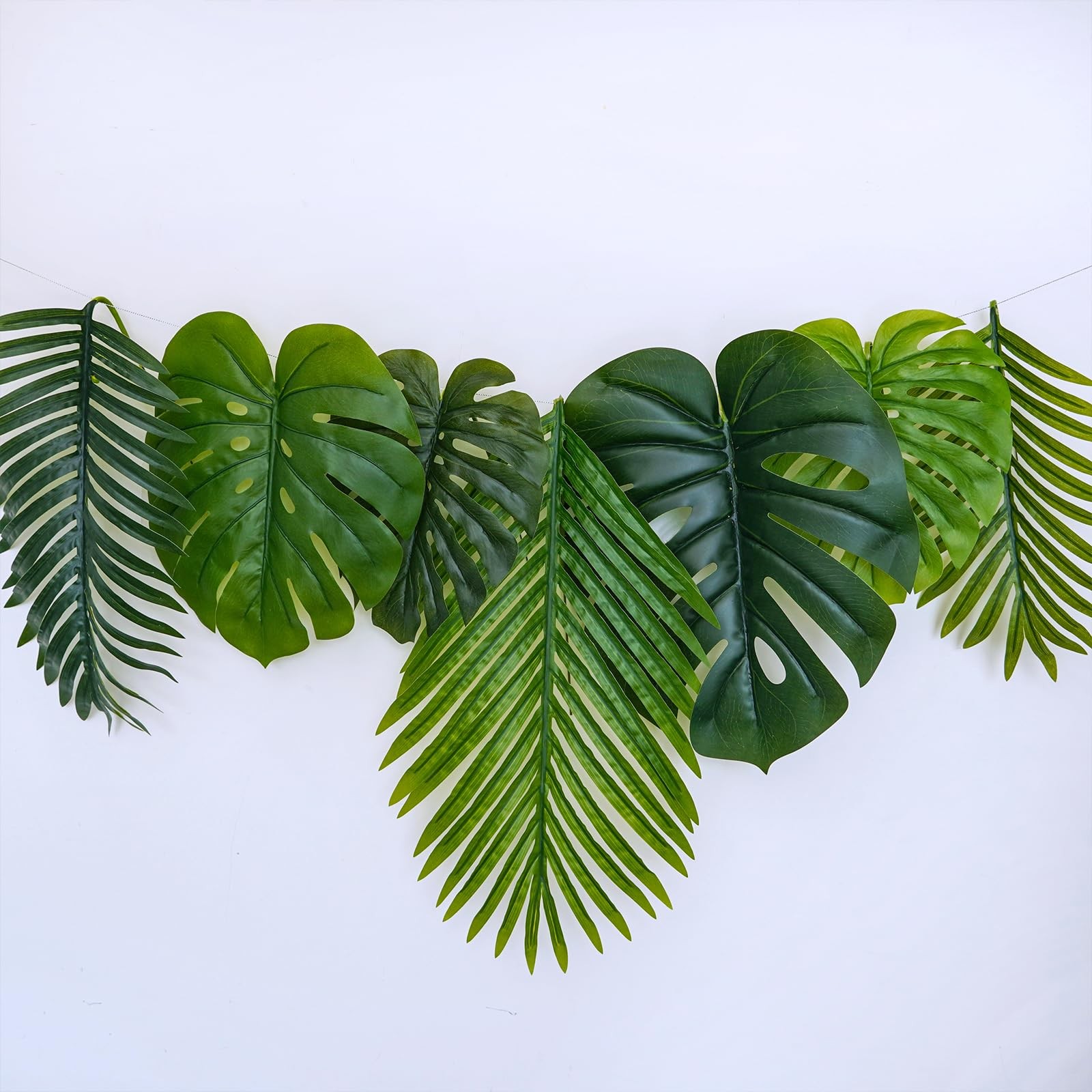 13 Pcs Assorted Artificial Tropical Leaves Set Decorative Real Touch Faux Mon…