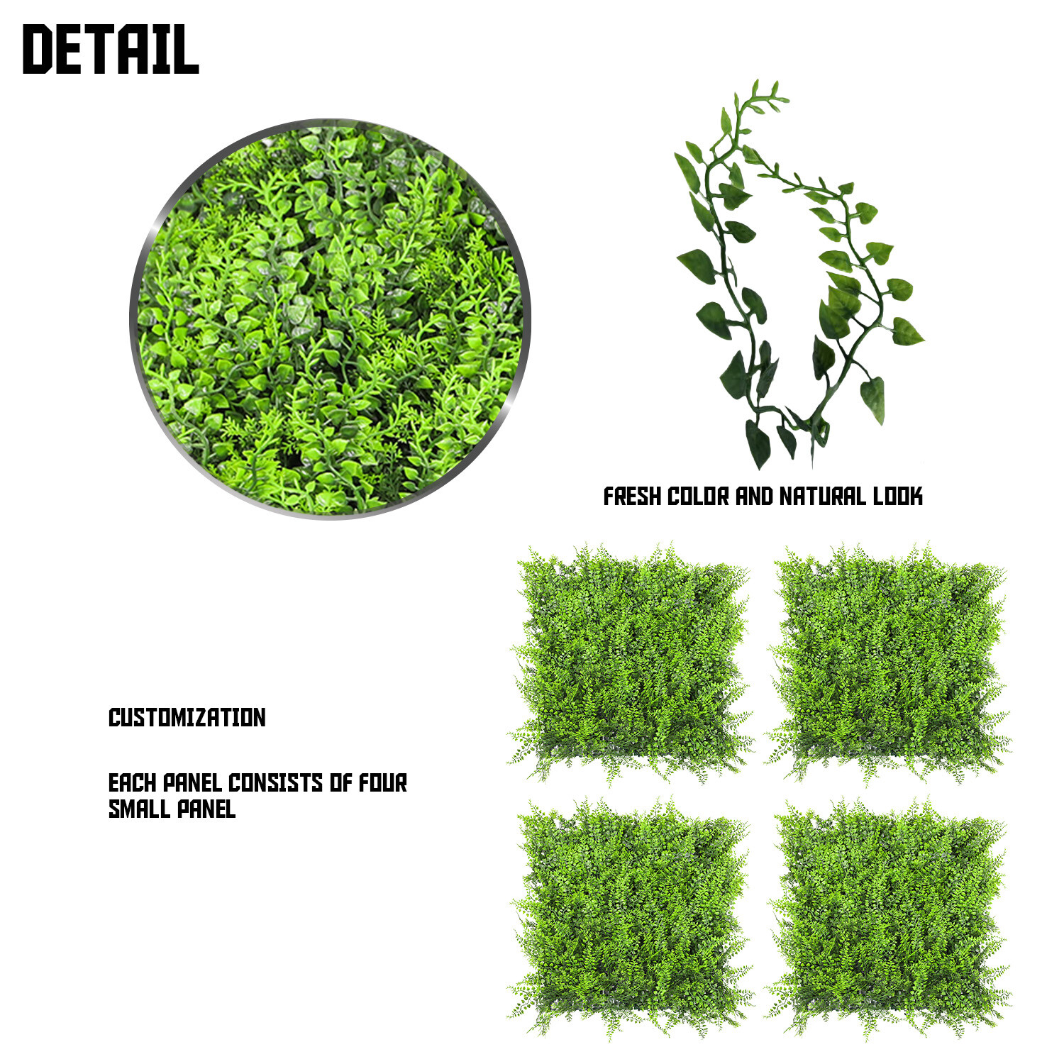 20″x20″ Artificial Faux Leaf Fern Fence Screen Wall Decor Panel With Cover Back