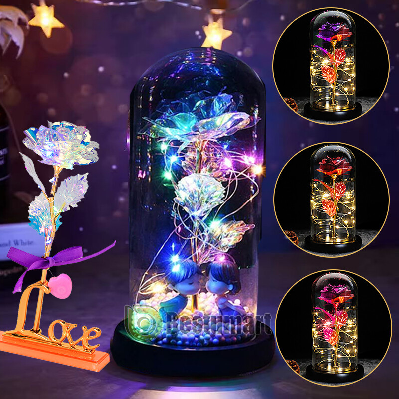 Eternal Rose LED Light in Glass Flower Gift for Her Valentine’s Christmas Gift