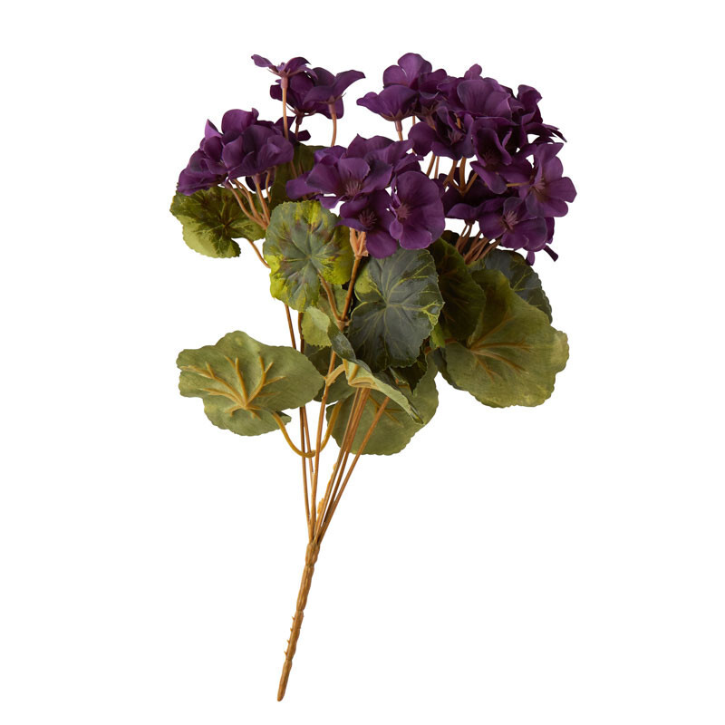 Set of 2 Poly Silk Purple Artifcial Geranium 14″ Floral Bushes