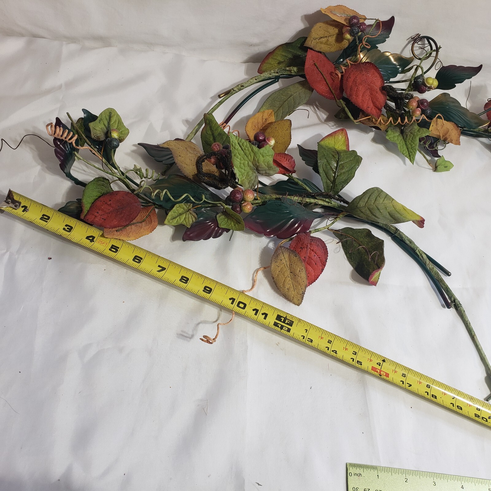 Mixed Material Metal and Floral Wall Decor Hangings Country Colorful