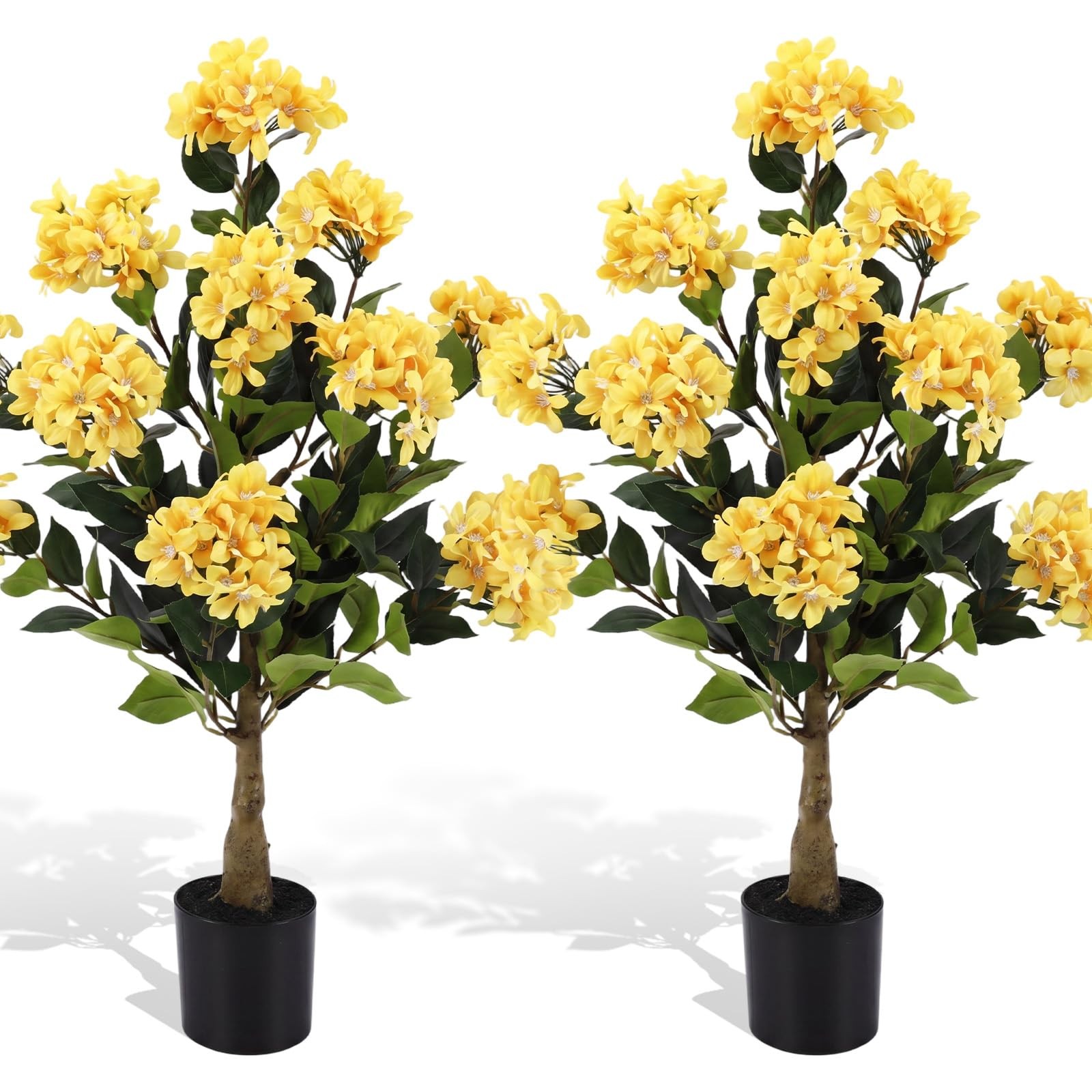 2 Pack 3ft Artificial Hydrangea Tree Faux Hydrangea Plant Indoor Outdoor Fake…