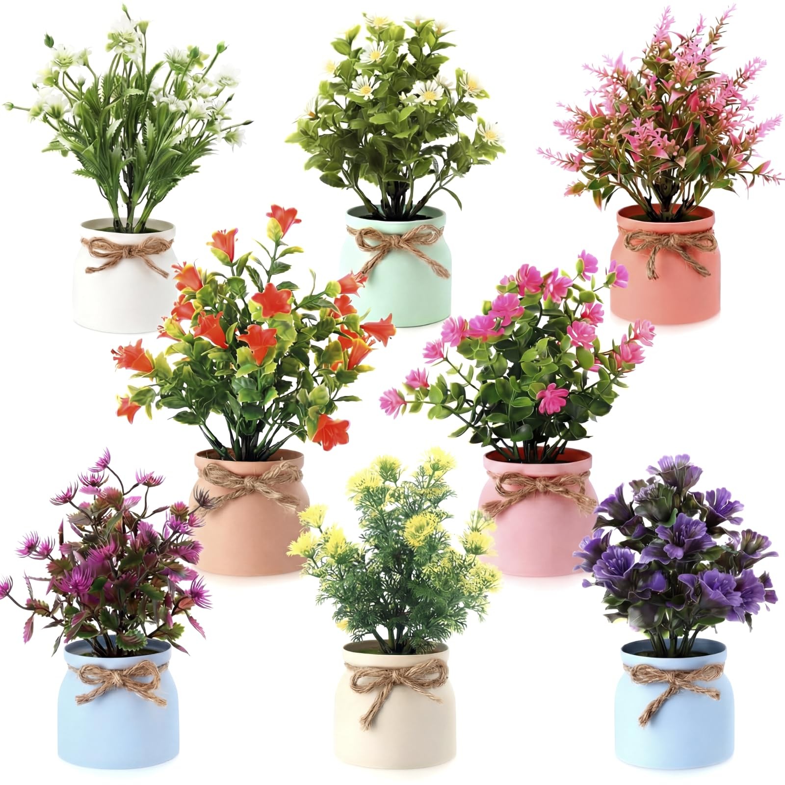 Large Summer Artificial Flowers Potted Centerpieces Desktop Fake Floral Plant…