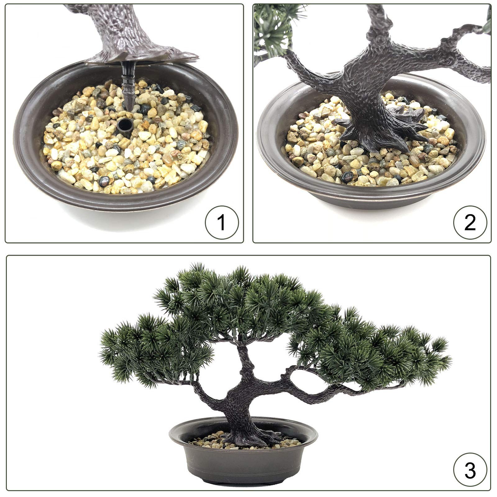 Artificial Bonsai Tree Fake Plant Decoration Potted Tree Small Faux House Pla…