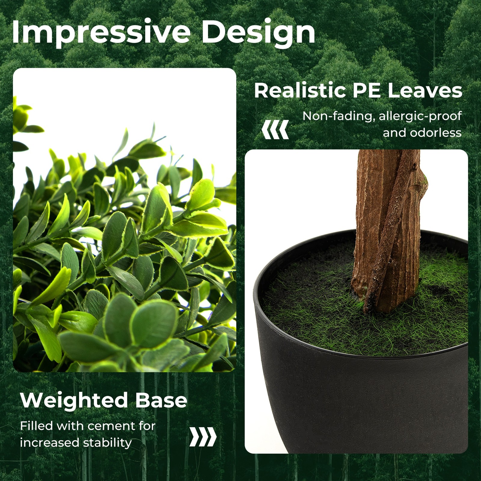 2-Pack 40″ Artificial Boxwood Topiary Ball Tree Faux Plant for Decoration