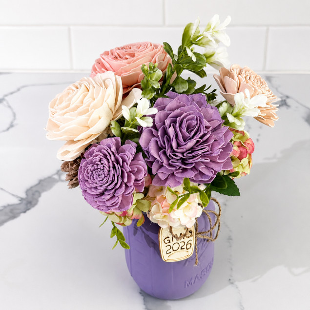 Sola Wood Floral Arrangement 16oz Mason Jar Personalised Custom Home Decor Gift