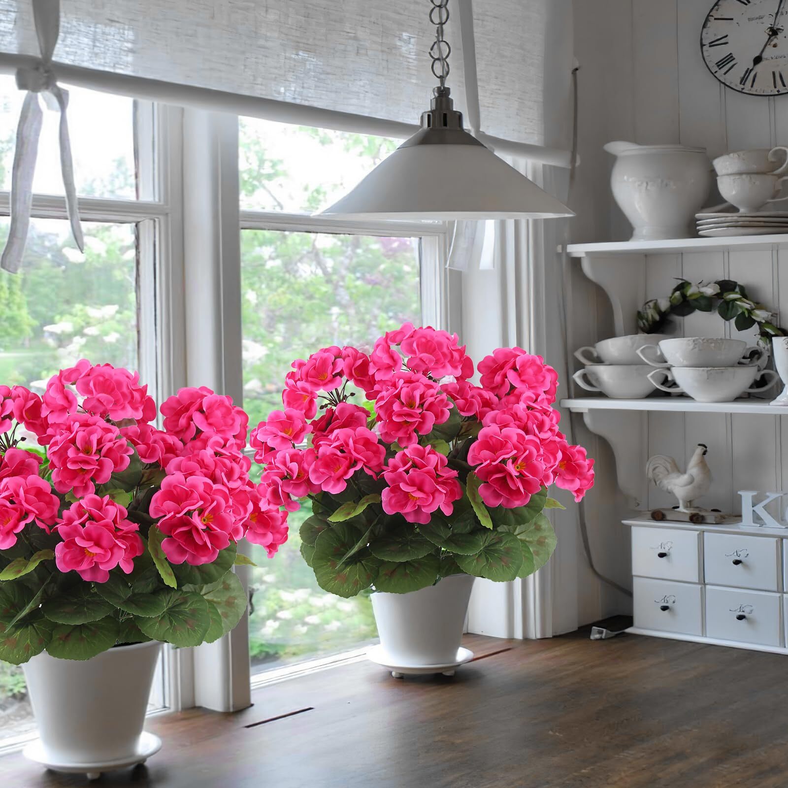3 Pcs Artificial Geraniums Flowers Silk Geraniums for Outdoors UV Resistant R…