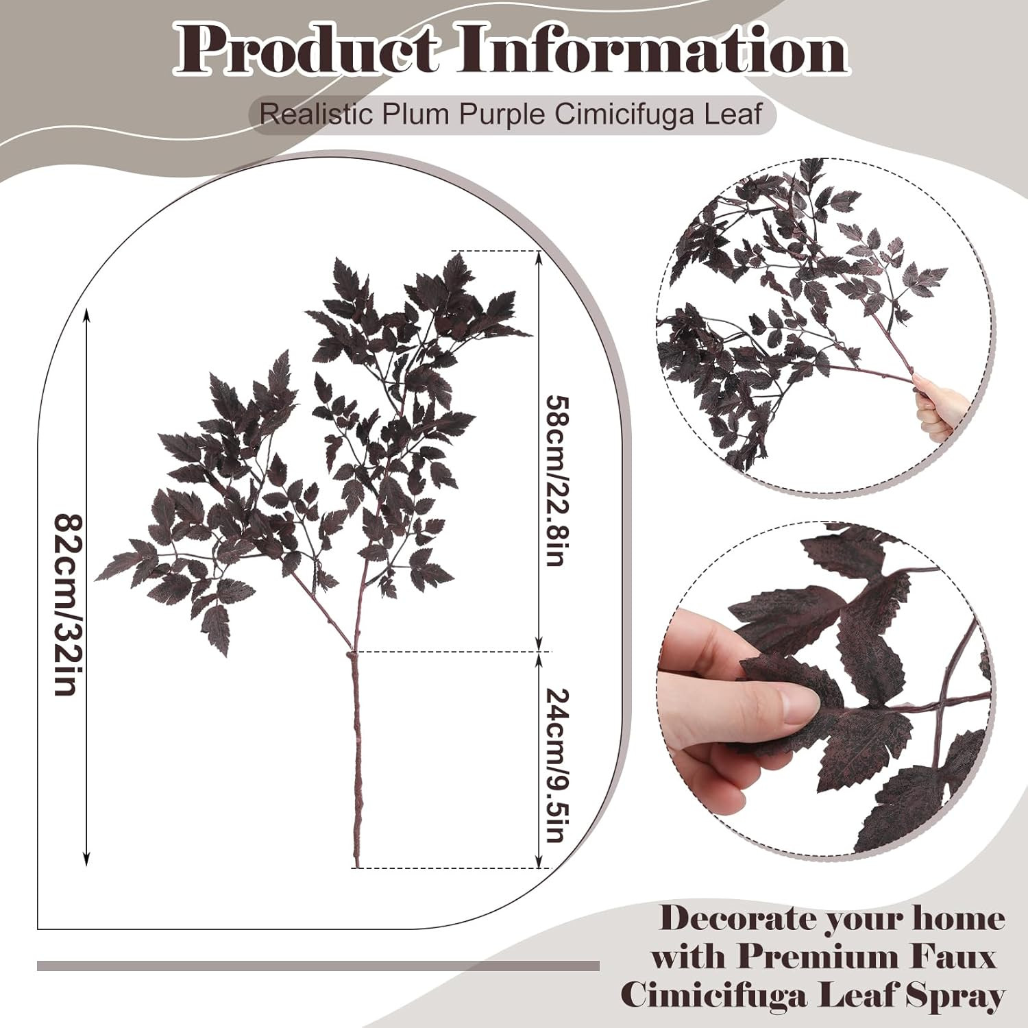 32″ Faux Cimicifuga Leaf Spray – 10 Pack for Home, Wedding & Garden Decor