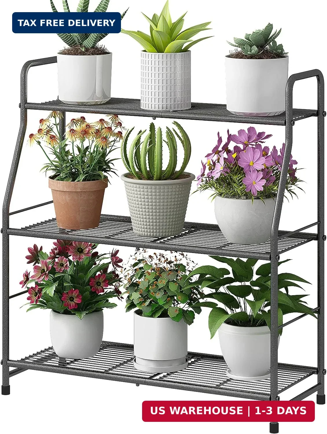 Simple Trending Plant Stand Outdoor Indoor 3 Tier Metal Waterproof Plant Shelf f