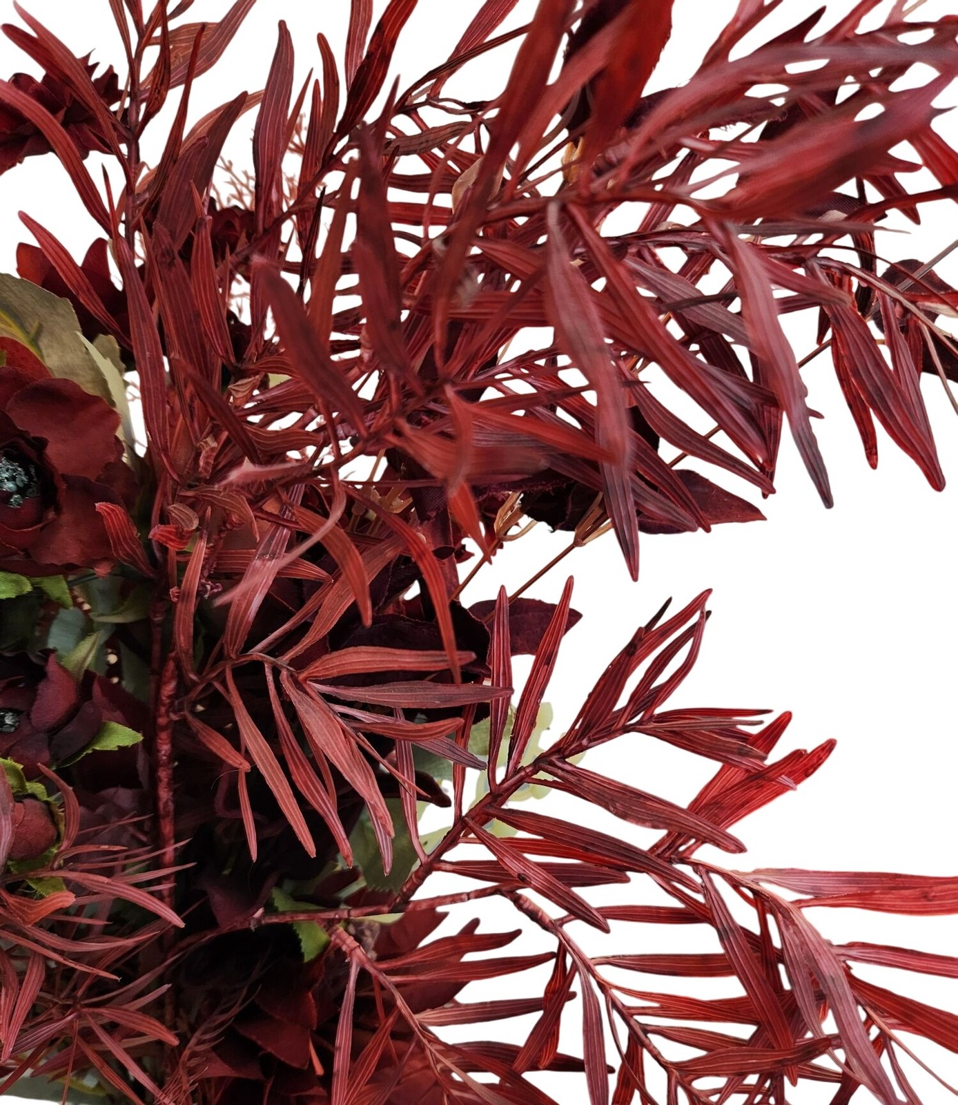 Burgundy Faux Flower Mixed Bouquet 11 Stems Floral Arrangement Realistic