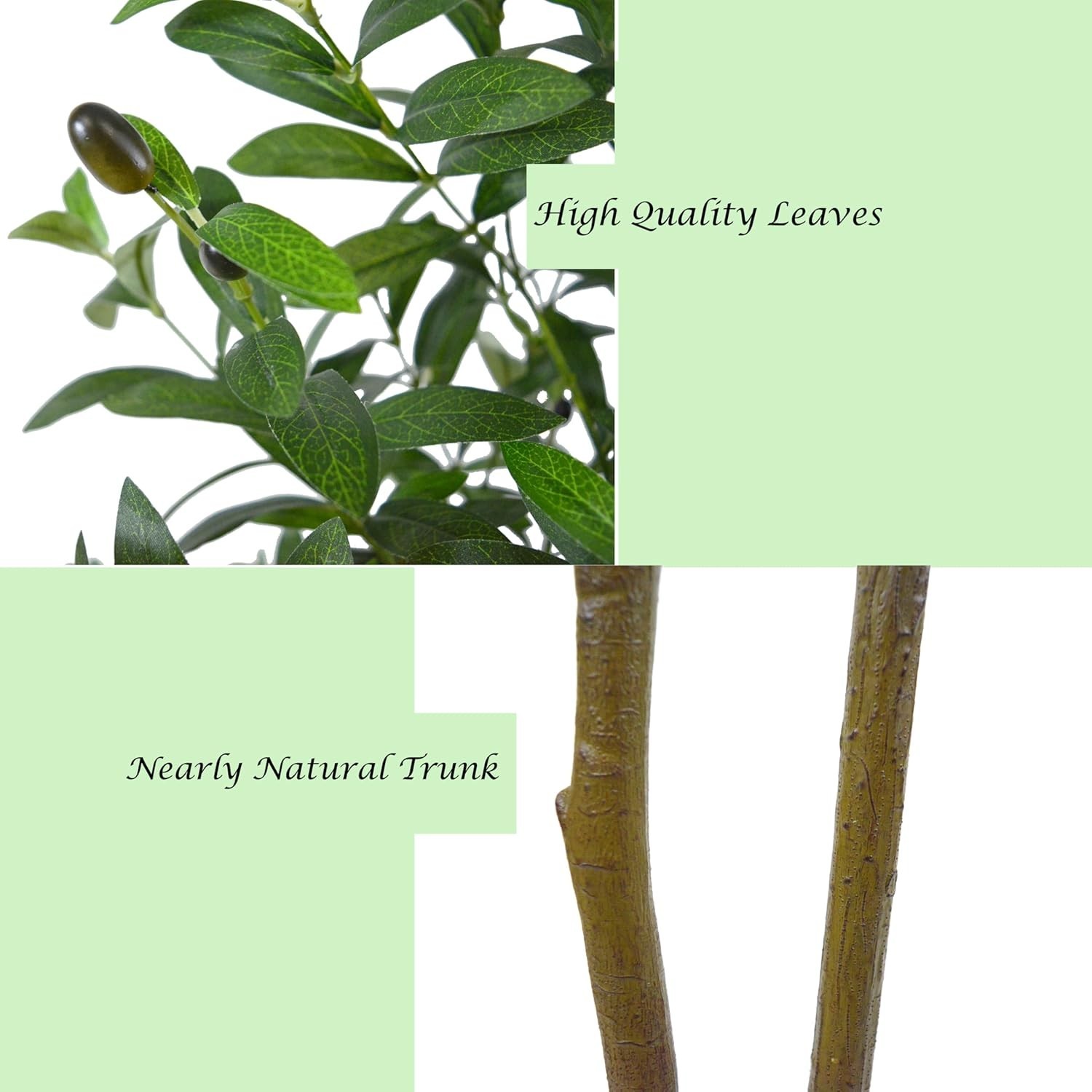 Artificial Plant Fake Tree with Basket, Lifelike Silk Potted Plants, 5ft Olive