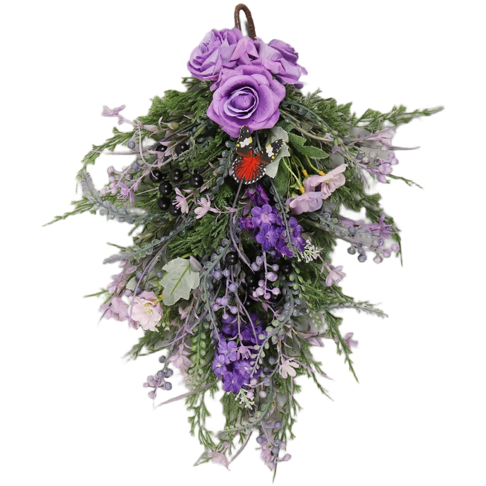 Natural Touch Purple Silk Flower Wall Hanging for Living Room or Bedroom Use