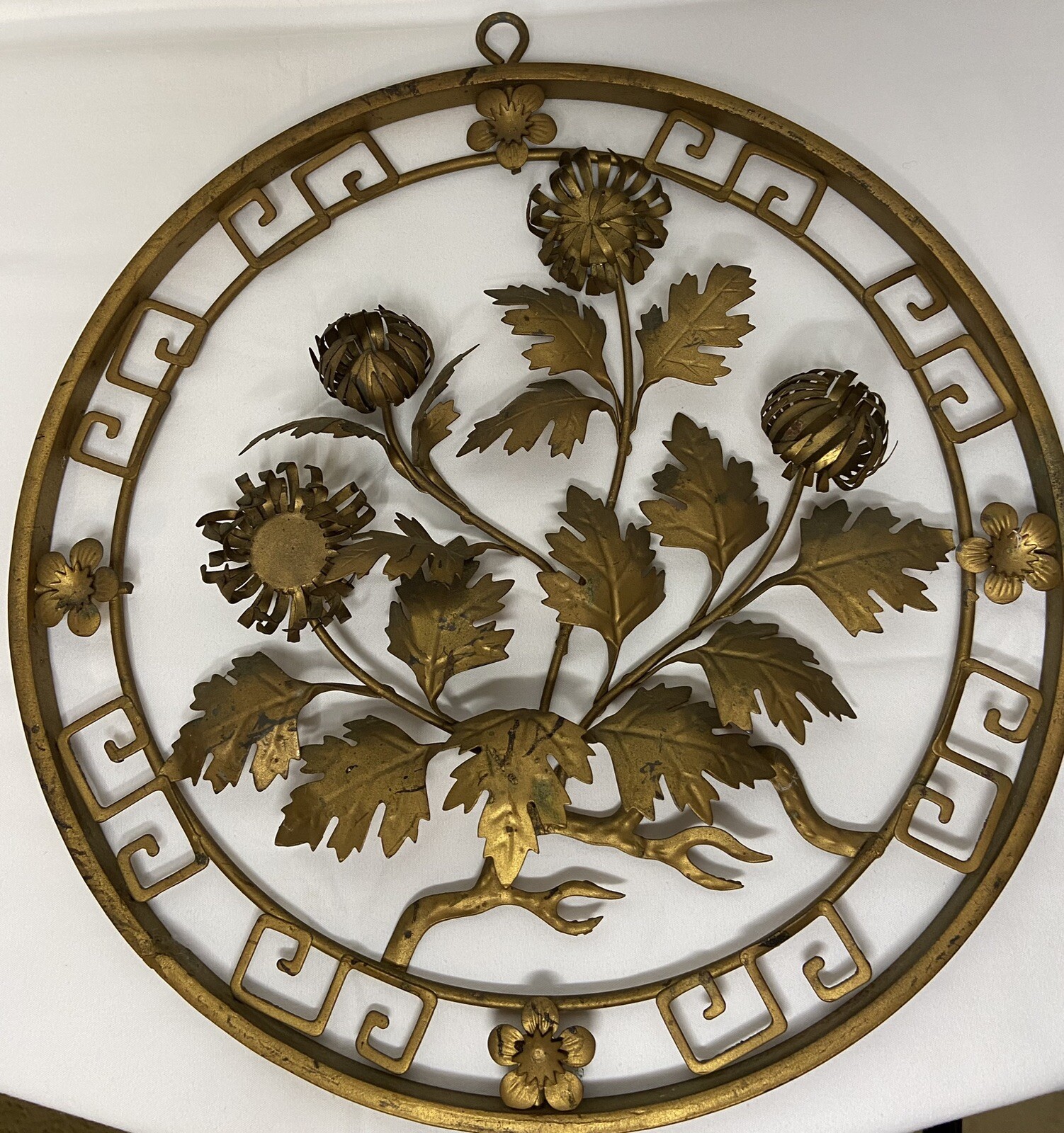 Vintage Gold Flower 3D Medallion 12” Diameter Wall Decor