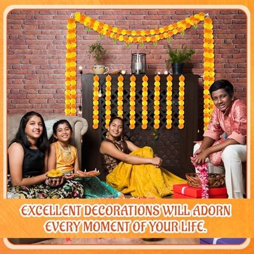 1 Set Artificial Marigold Flower Strands Tassel Garland for Diwali 5 Bell Style