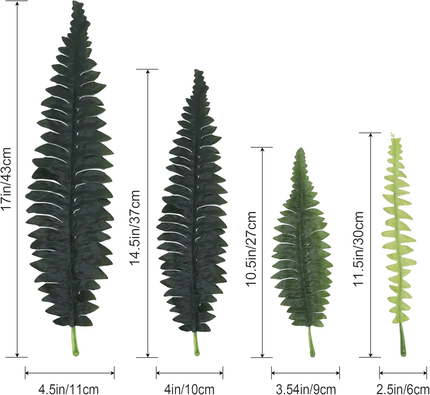Artificial Ferns for Outdoors, Set of 2 Bouquets 33″ Diam Large Fake Ferns Faux