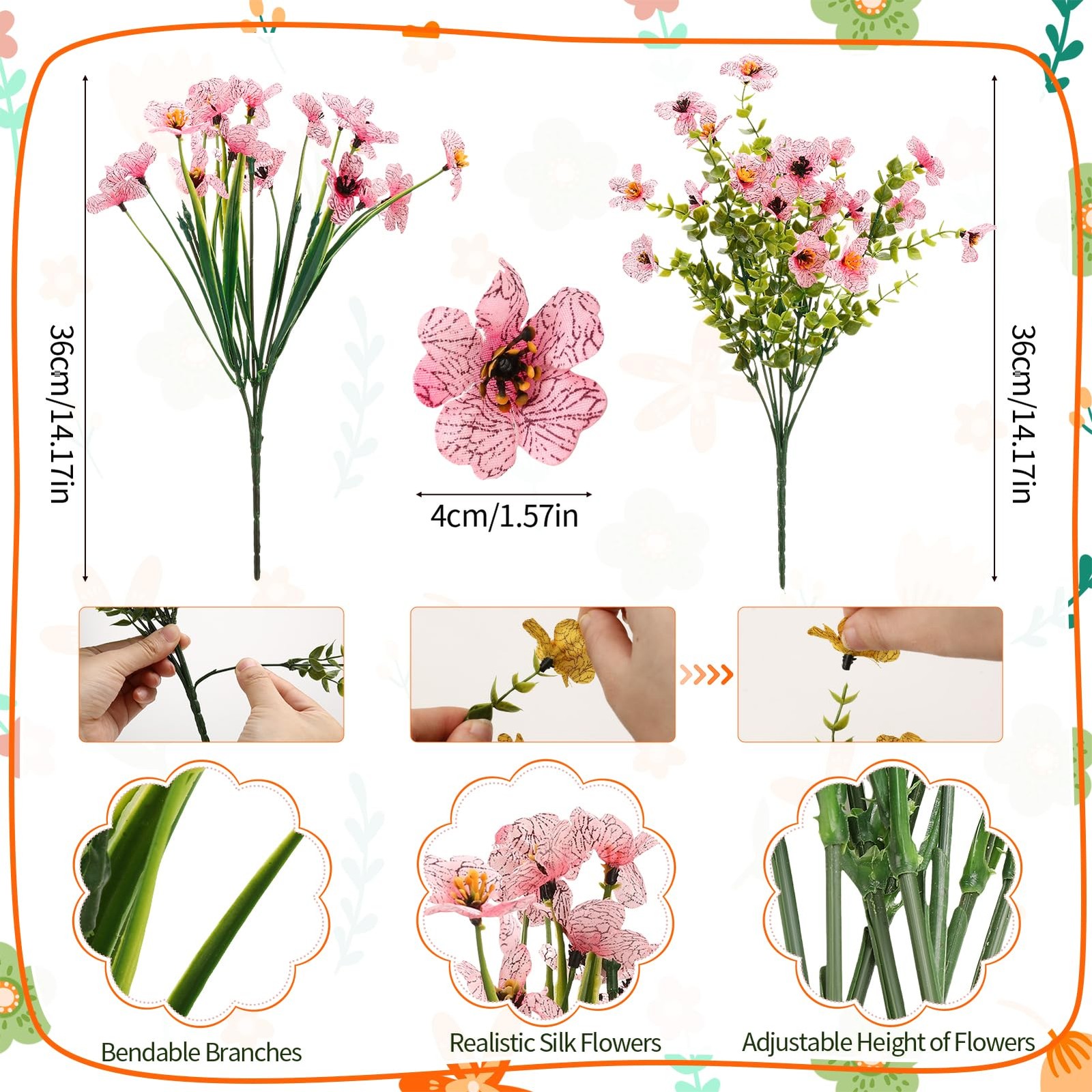 Ovveroche 56 Colorful Bundles Artificial Fake Plants Flowers for Outdoor Deco…