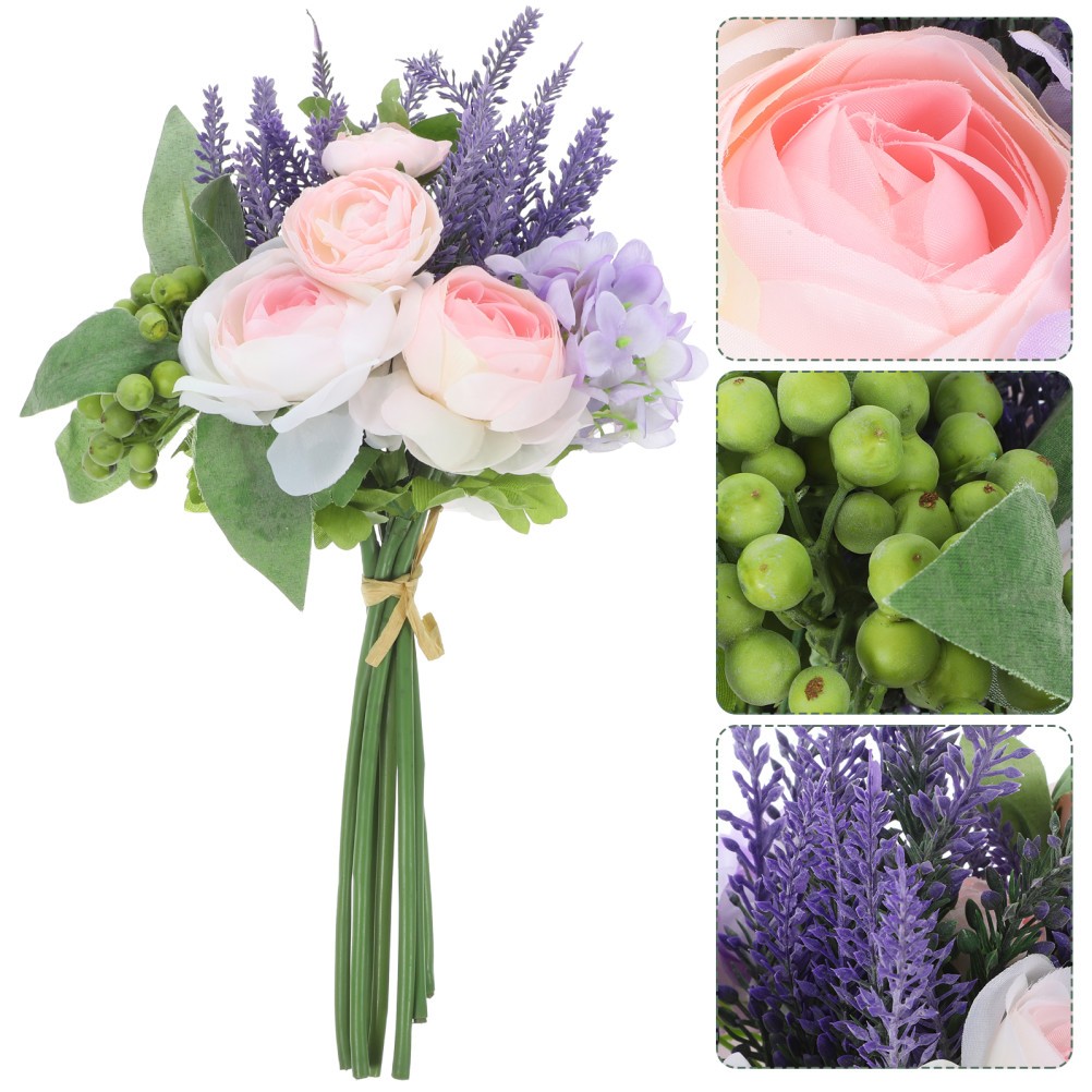 2 Sets Reusable Faux Flower Bouquets with Plastic and Cloth for Home Decoration