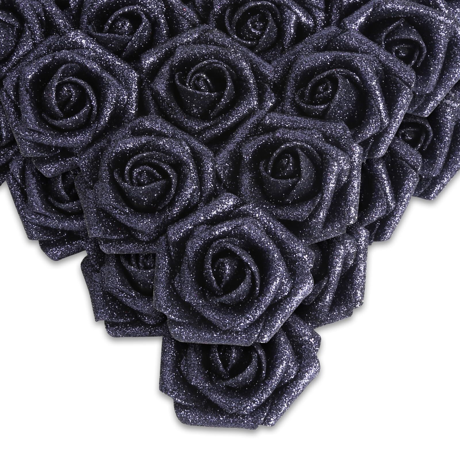 Black Glitter Roses50PCS Fake Roses Glitter Flowers for Crafts DIY Wedding Bo…