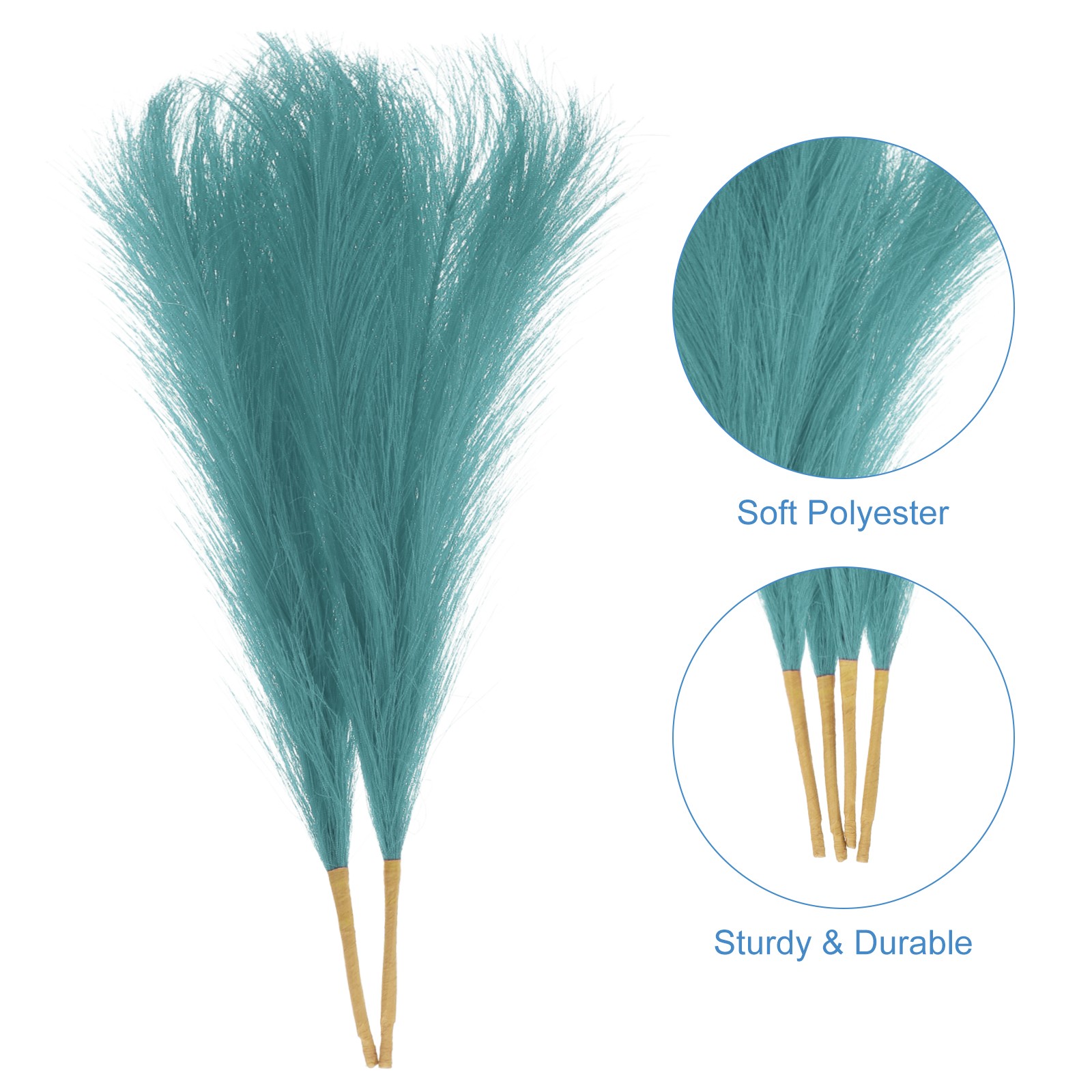 2pcs Faux Pampas Grass 17 Inch 10 Stem Artificial Grass for Decor, Blue Green