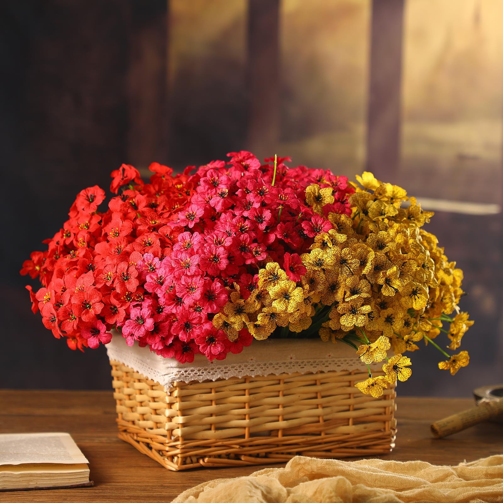 60 Bundles Spring Artificial Flowers for Outdoor Plastic UV Resistant Fake Fl…