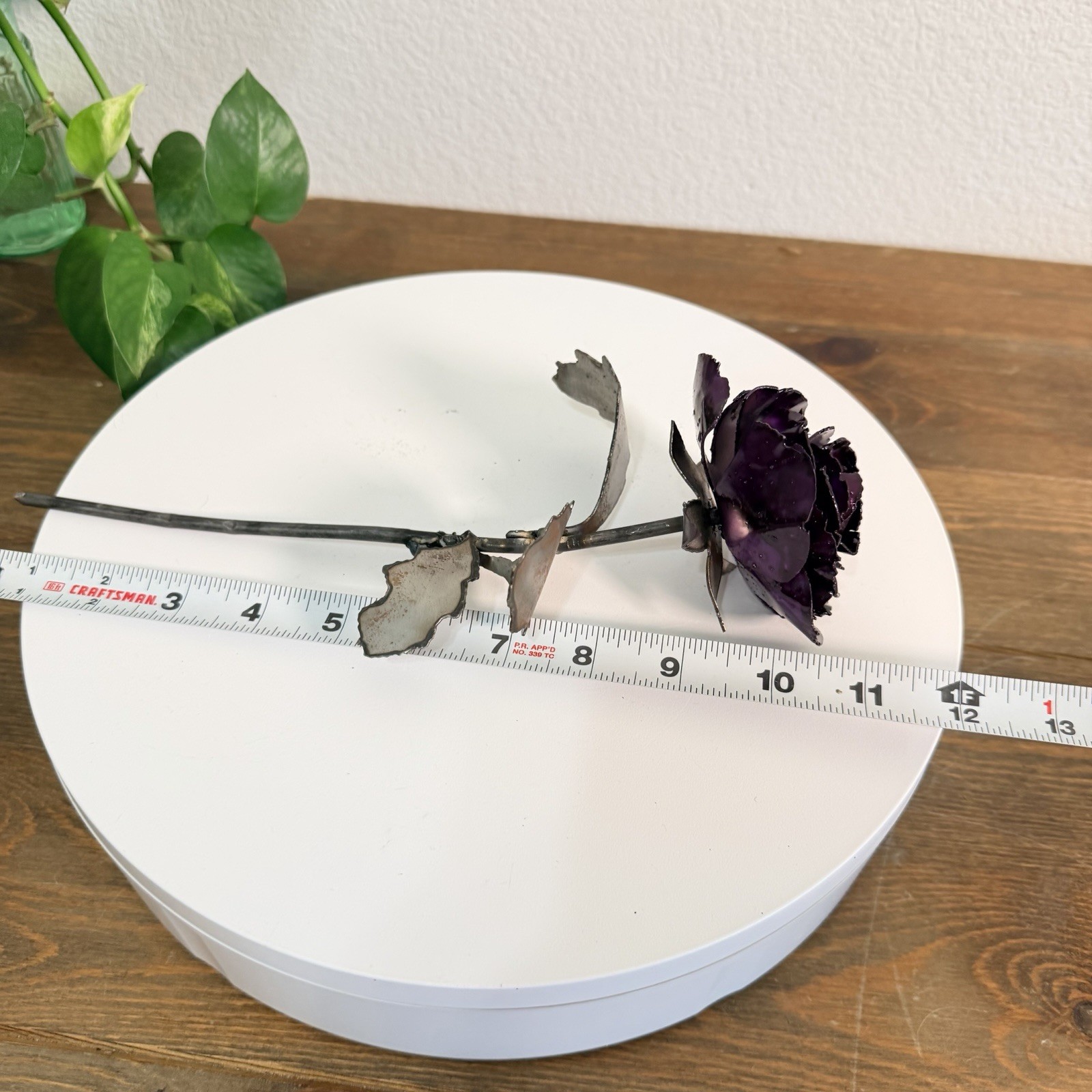 Hand Crafted Welded, Metal Forever Purple Rose