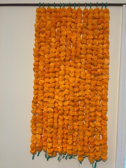 Artificial Orange Marigold Flower Home Decor Art Garland, 75 pieces. USA Seller