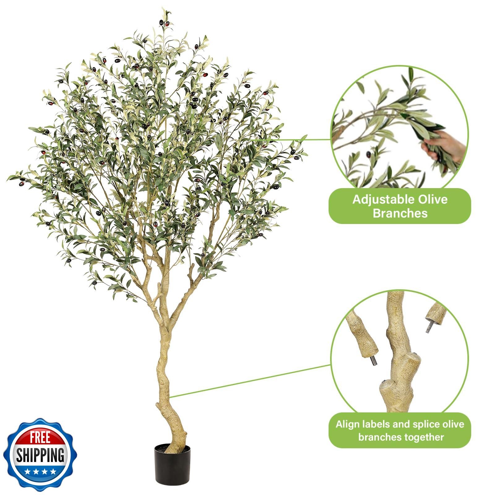 Realead 7FT Olive Trees Artificial Indoor – Tall Faux Olive Tree 7 Feet with
