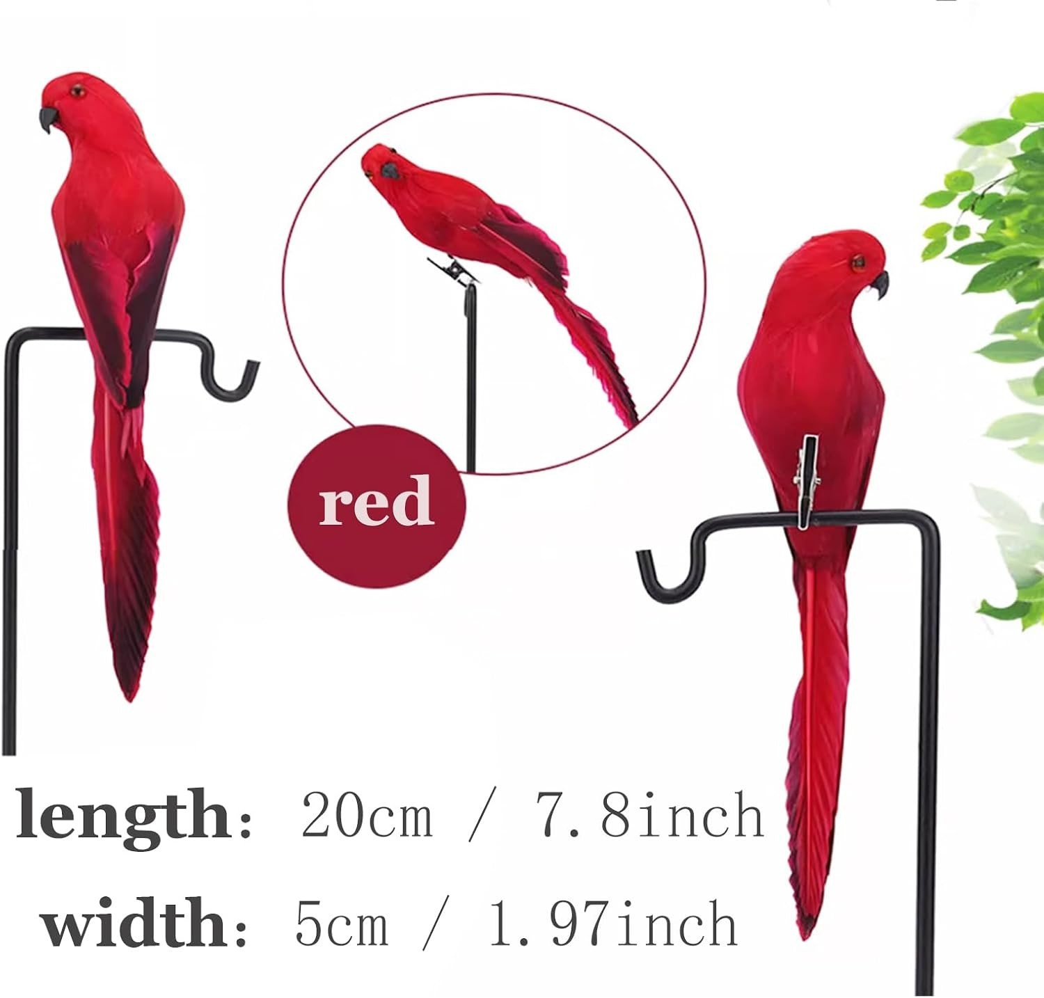 7.8″ Realistic Red Foam Feathered Parrot Clip-On for Costumes & Decor