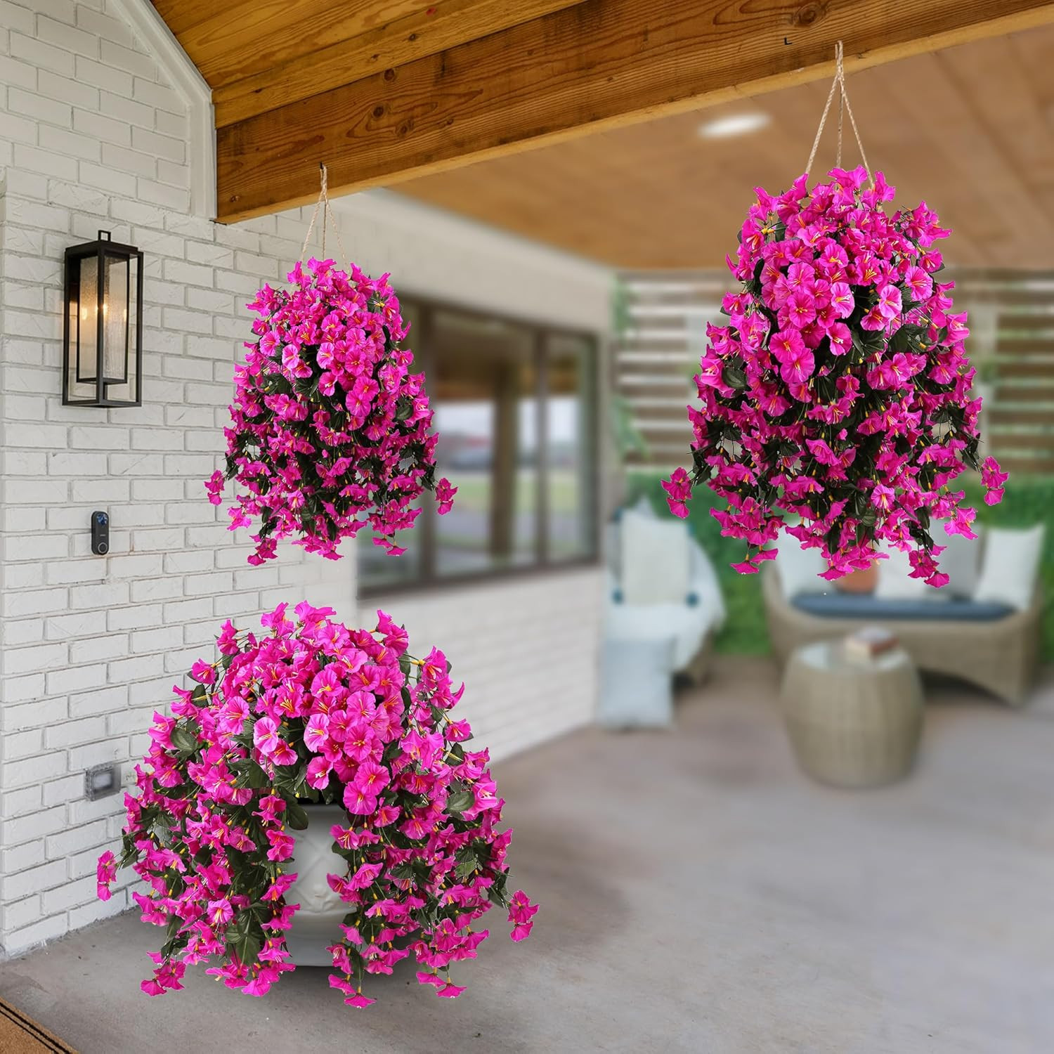 Artificial Fake Hanging Flowers Plants for Outdoor outside Spring Summer Deco…
