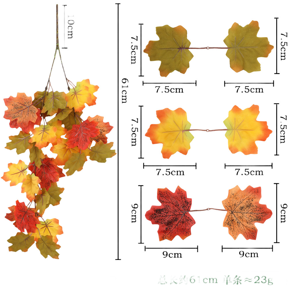 Artificial Maple Leaf Vine Wall Hanging with Pan Fabric and Pixel Cloth
