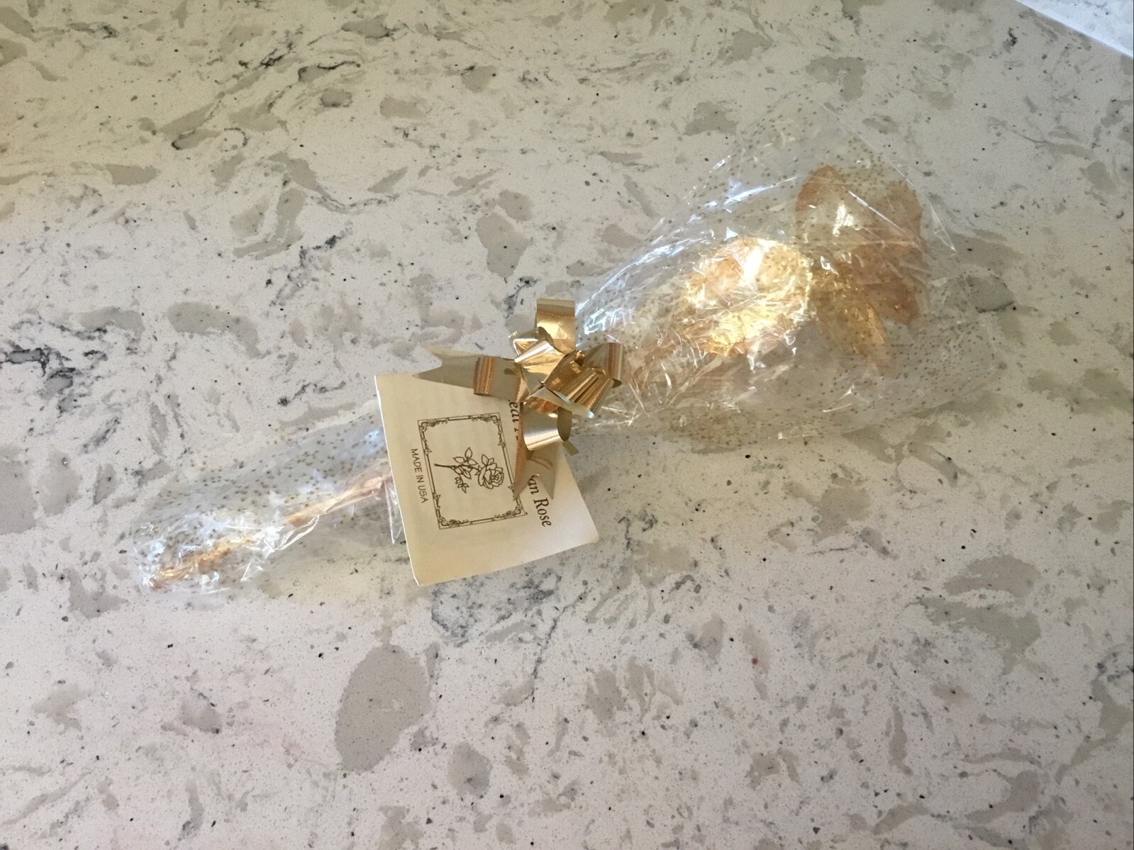 Real American Rose Electroformed & Finished In 24 karat Gold 11.5″ long